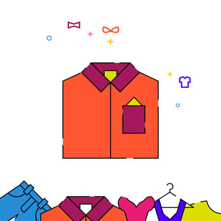 Men shirt filled line vector icon, simple illustration, garments, dress, wearing clothes related bottom border.のイラスト素材