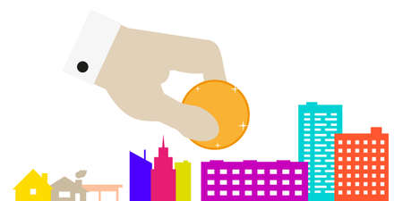 Real estate investment. Flat style vector illustration isolated on white.のイラスト素材