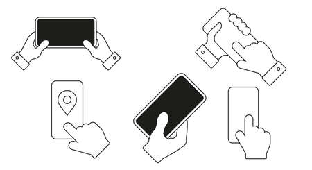 Smartphone hand icon set. Flat style vector illustration.のイラスト素材