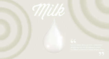 Milk ripples background. Large drop of milk made from gradient mesh. Realistic 3D vector background.のイラスト素材