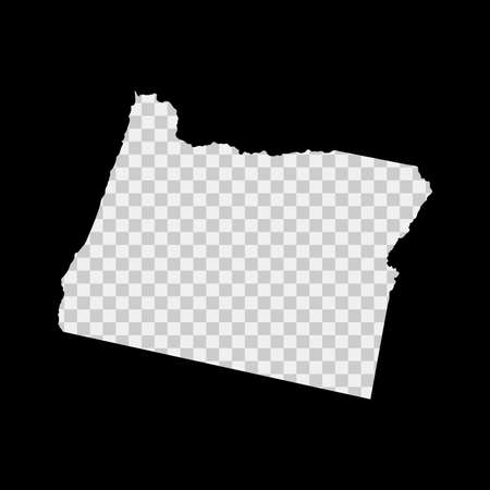 Oregon US state stencil map. Laser cutting template on transparent background. Die cut vector shape. Silhouette mockup for any purposes.のイラスト素材