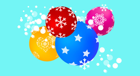 Beautiful Christmas balls background. Merry Christmas and happy New Year related 3d realistic vector illustration.のイラスト素材