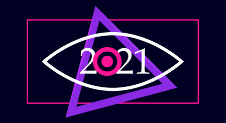 2021 with Masonic symbols. Merry Christmas and happy New Year related flat style vector illustration.のイラスト素材