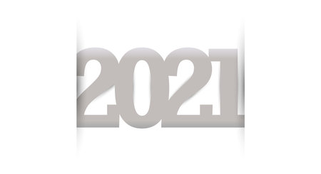 Numbers 2021 inserted into paper slots. Merry Christmas and happy New Year related 3d realistic vector illustration.のイラスト素材