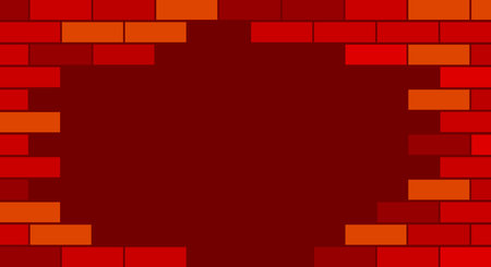 Break in the red brick wall. Flat vector illustration.のイラスト素材
