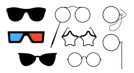 A set of glasses. Various shapes. Flat vector illustration isolated on white.のイラスト素材