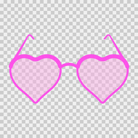 Heart-shaped cartoon sunglasses. Flat vector illustration on transparent background.のイラスト素材