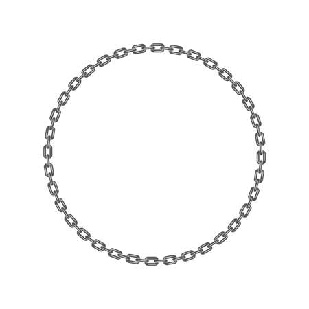 Black round chain circle frame. Flat vector illustration isolated on white.のイラスト素材
