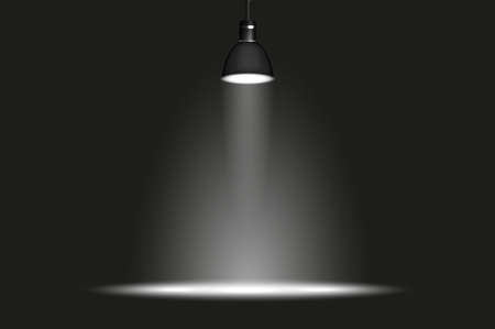 Hanging lamp in dark room. Vector illustration isolated on blackのイラスト素材