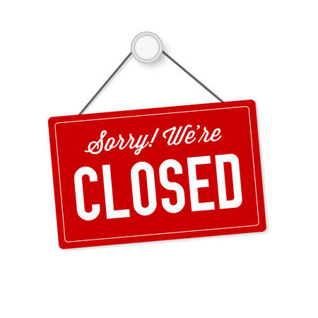 Closed. Hanging sign. Vector illustration isolated on whiteのイラスト素材