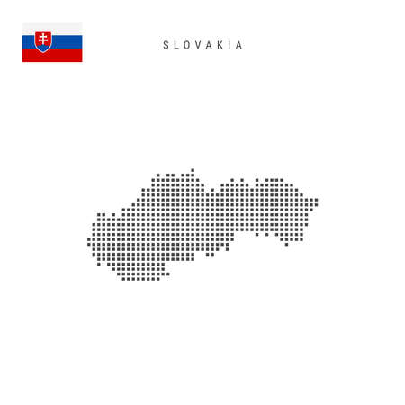 Square dots pattern map of Slovakia. Slovak dotted pixel map with flag. Vector illustrationのイラスト素材