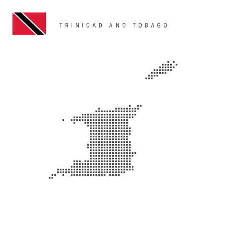 Square dots pattern map of Trinidad and Tobago. Republic of Trinidad and Tobago dotted pixel map with national flag isolated on white background. Vector illustration.のイラスト素材