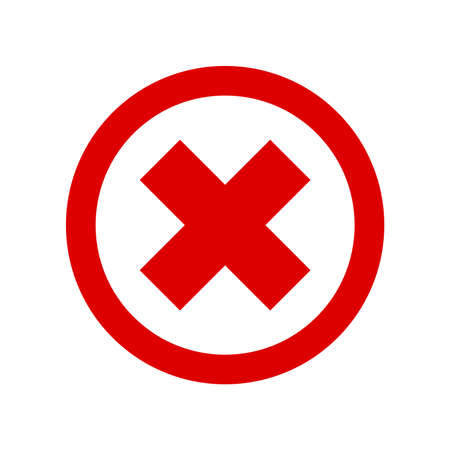 Cross in a red circle prohibition sign. No symbol, do not sign, circle X letter symbol, wrong,...