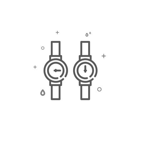 Water meters simple vector line icon. Plumbing symbol, pictogram, sign isolated on white background. Editable stroke. Adjust line weight.のイラスト素材