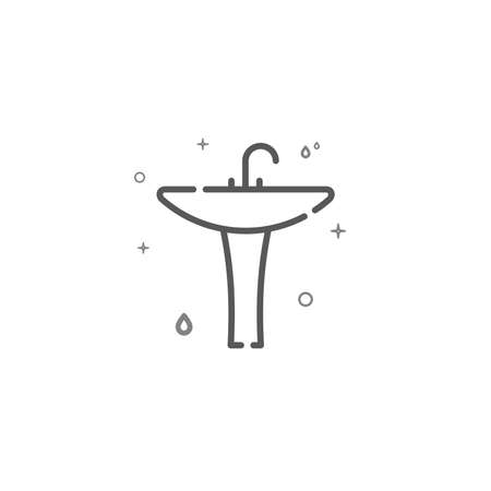 Pedestal sink simple vector line icon. Plumbing symbol, pictogram, sign isolated on white background. Editable stroke. Adjust line weight.のイラスト素材