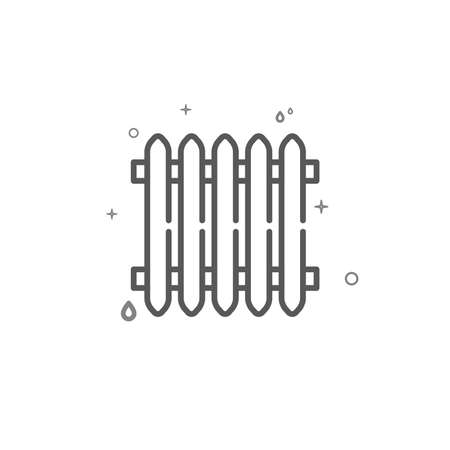 Heating battery radiator simple vector line icon. Plumbing symbol, pictogram, sign isolated on white background. Editable stroke. Adjust line weight.のイラスト素材