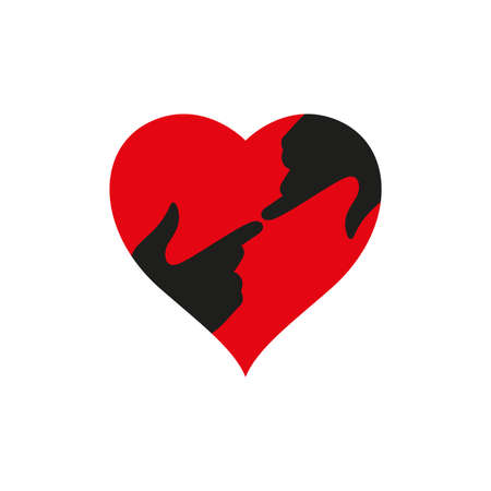 Meet the Lord in your heart. Heart shape and hands in touch. Flat isolated Christian vector illustration. Peace be with you, dear brothers and sisters.のイラスト素材