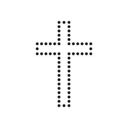 Cross of Christ in the form of a contour of dots. Dotted crucifix. Flat isolated Christian vector illustration, biblical background.のイラスト素材
