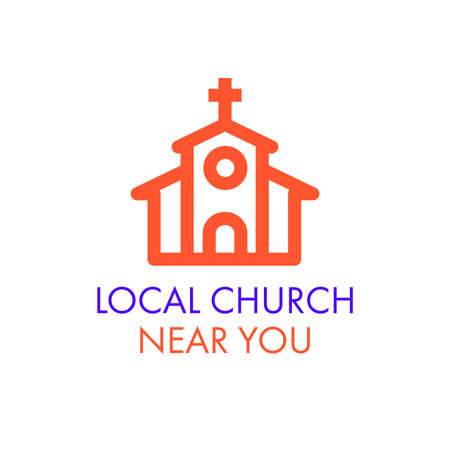 Local church near you. Chapel icon. Flat isolated Christian vector illustration, biblical background.のイラスト素材