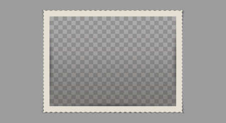 Old photo frame, retro snapshot with carved edge template. 3D realistic vector illustration.のイラスト素材