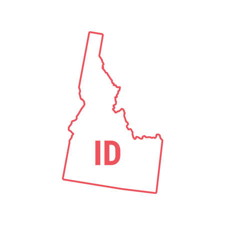 Idaho US state map red outline border. Vector illustration isolated on white. Two-letter state abbreviation. Editable stroke. Adjust line weight.のイラスト素材