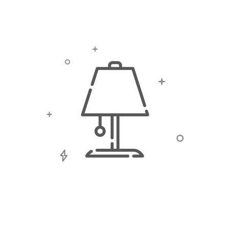 Table lamp on leg simple vector line icon. Lamp symbol, pictogram, sign isolated on white background. Editable stroke. Adjust line weight.のイラスト素材