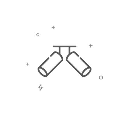 Ceiling spotlights simple vector line icon. Lamp symbol, pictogram, sign isolated on white background. Editable stroke. Adjust line weight.のイラスト素材