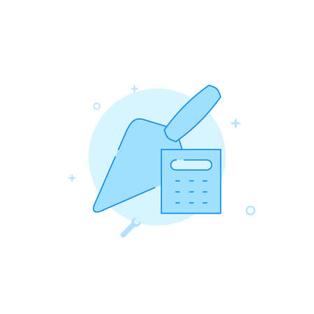 Bricklayer estimate vector icon. Flat illustration. Filled line style. Blue monochrome design. Editable stroke. Adjust line weight.のイラスト素材