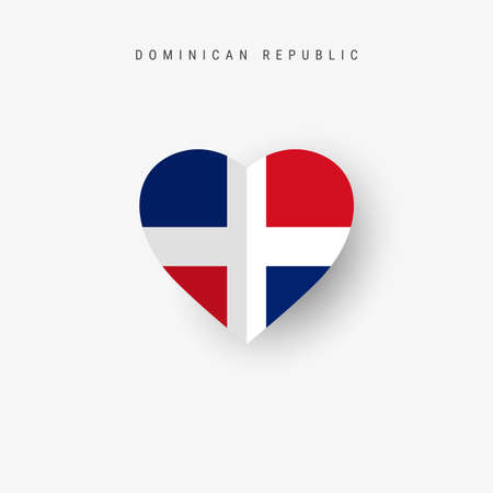 Dominican Republic heart shaped flag. Origami paper cut Republica Dominicana national banner. 3D vector illustration isolated on white with soft shadow.のイラスト素材