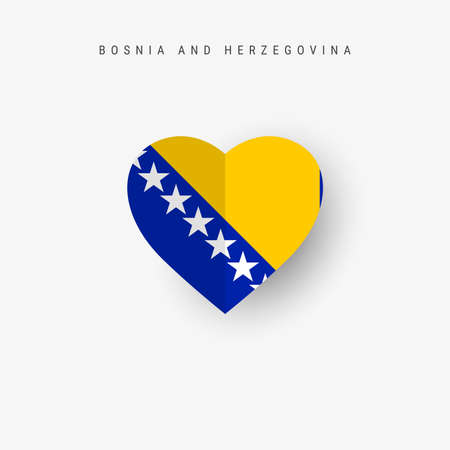 Bosnia and Herzegovina heart shaped flag. Origami paper cut Bosnian national banner. 3D vector illustration isolated on white with soft shadow.のイラスト素材