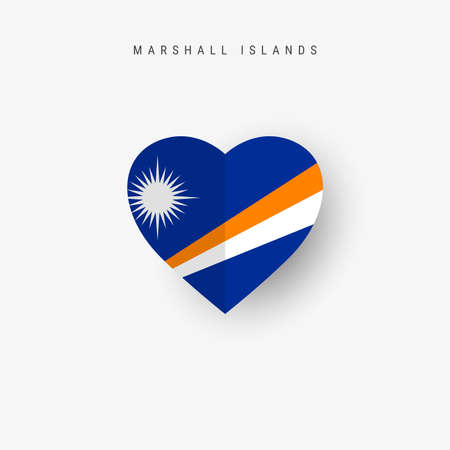 Marshall Islands heart shaped flag. Origami paper cut Marshallese national banner. 3D vector illustration isolated on white with soft shadow.のイラスト素材