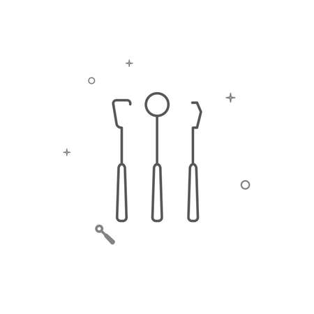 Dentist tools simple vector line icon. Symbol, pictogram, sign isolated on white background. Editable stroke. Adjust line weight.のイラスト素材