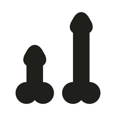 Big and small dick silhouette. Flat vector illustration isolated on white background.のイラスト素材