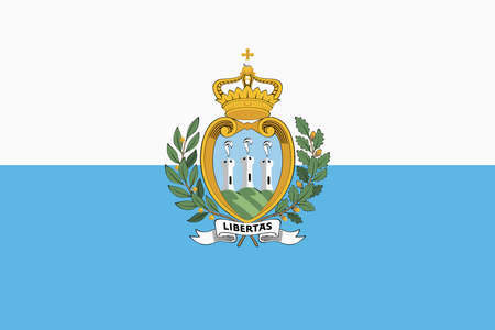 Flag of San Marino. Most Serene Republic national banner and patriotic symbol. Official colors. Flat vector illustration.のイラスト素材