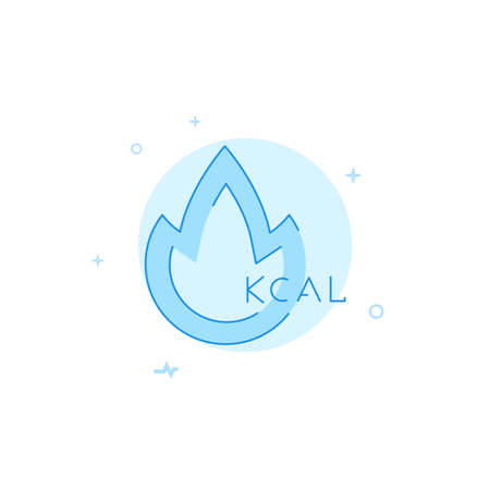 Burning calories, diet flame vector icon. Flat illustration. Filled line style. Blue monochrome design. Editable stroke. Adjust line weight.のイラスト素材