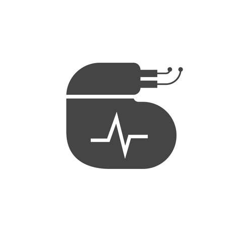 Artificial cardiac pacemaker icon. Flat vector illustration isolated on white background.のイラスト素材