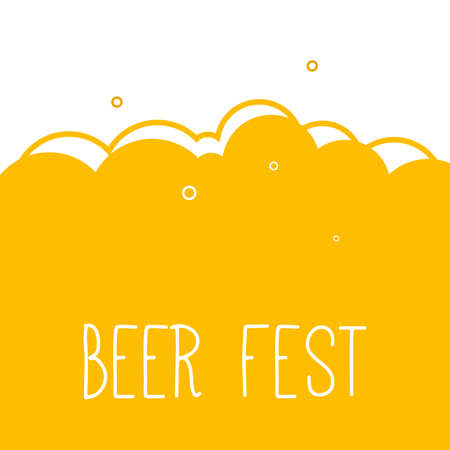 Yellow beer background. Oktoberfest, beer festival. Beer foam. Flat vector illustration.のイラスト素材