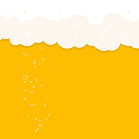 Yellow beer background. Oktoberfest, beer festival. Beer foam. Flat vector illustration.のイラスト素材