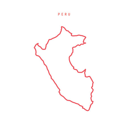 Peru editable outline map. Peruvian red border. Country name. Adjust line weight. Change to any color. Vector illustration.のイラスト素材