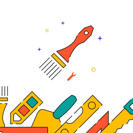 Painter brush work tool filled line vector icon, simple illustration, related bottom border.のイラスト素材