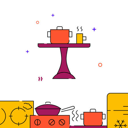 Dinner filled line vector icon, simple illustration, related bottom border.のイラスト素材