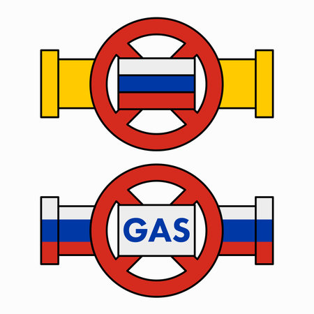 Russian gas ban. Energy crisis in Europe. Flat vector illustration isolated on white background.のイラスト素材