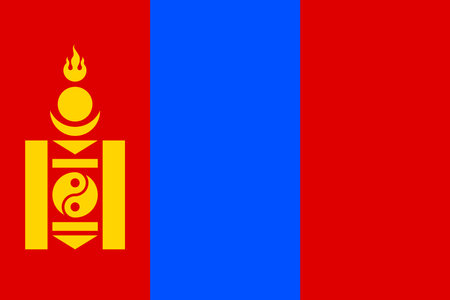 Flag of Mongolia. Mongolian national banner and patriotic symbol. Official colors. Flat vector illustration.のイラスト素材
