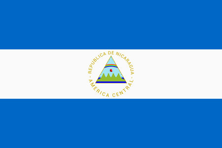 Flag of Nicaragua. Nicaraguan national banner and patriotic symbol. Official colors. Flat vector illustration.のイラスト素材