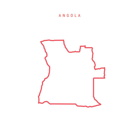 Angola editable outline map. Angolan red border. Country name. Adjust line weight. Change to any color. Vector illustration.のイラスト素材