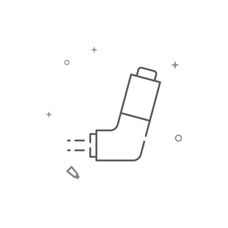 Asthma inhaler simple vector line icon. Symbol, pictogram, sign isolated on white background. Editable stroke. Adjust line weight.のイラスト素材