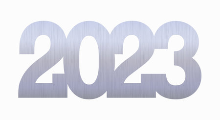 Numerals 2023 made of metal texture. Merry Christmas and happy New Year 2023 background. Christmas greeting card template. Vector illustration.のイラスト素材
