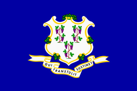 Flag of Connecticut. Banner and patriotic symbol. Official colors. Flat vector illustration.のイラスト素材