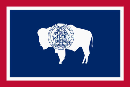 Flag of Wyoming. Banner and patriotic symbol. Official colors. Flat vector illustration.のイラスト素材