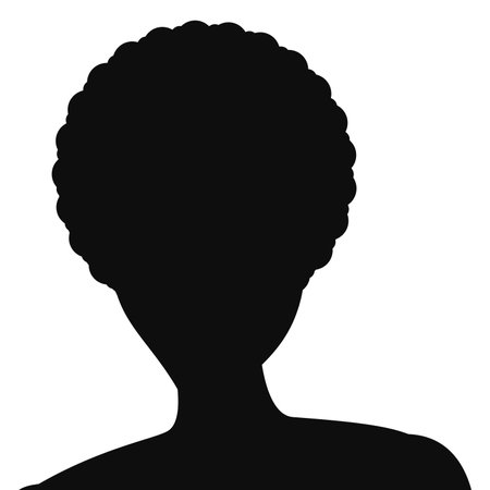Human female head icon silhouette. Woman avatar profile, face silhouette sign. Unknown anonymous person. Flat vector illustration isolated on white background.のイラスト素材